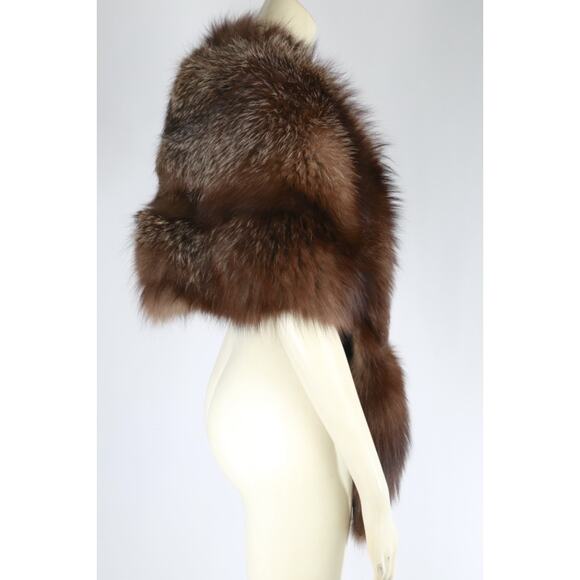 Vintage C. Henning Brown Raccoon Fur Overcoat Cape Wrap Scarf Luxury Real Fur - Picture 8 of 16